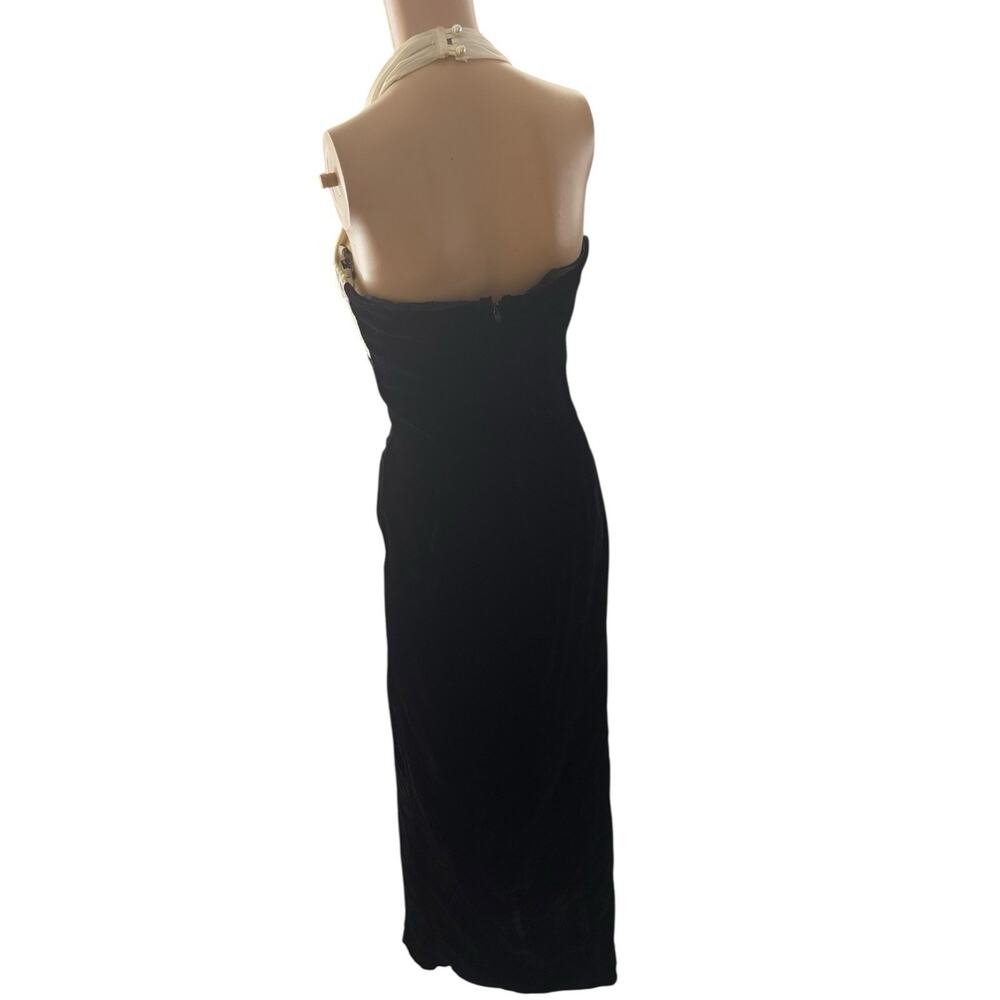 Zum Zum Vintage Dress Black Velvet Baby Doll Halter Formal Midi Dress Size 8 Y2K - Picture 2 of 12